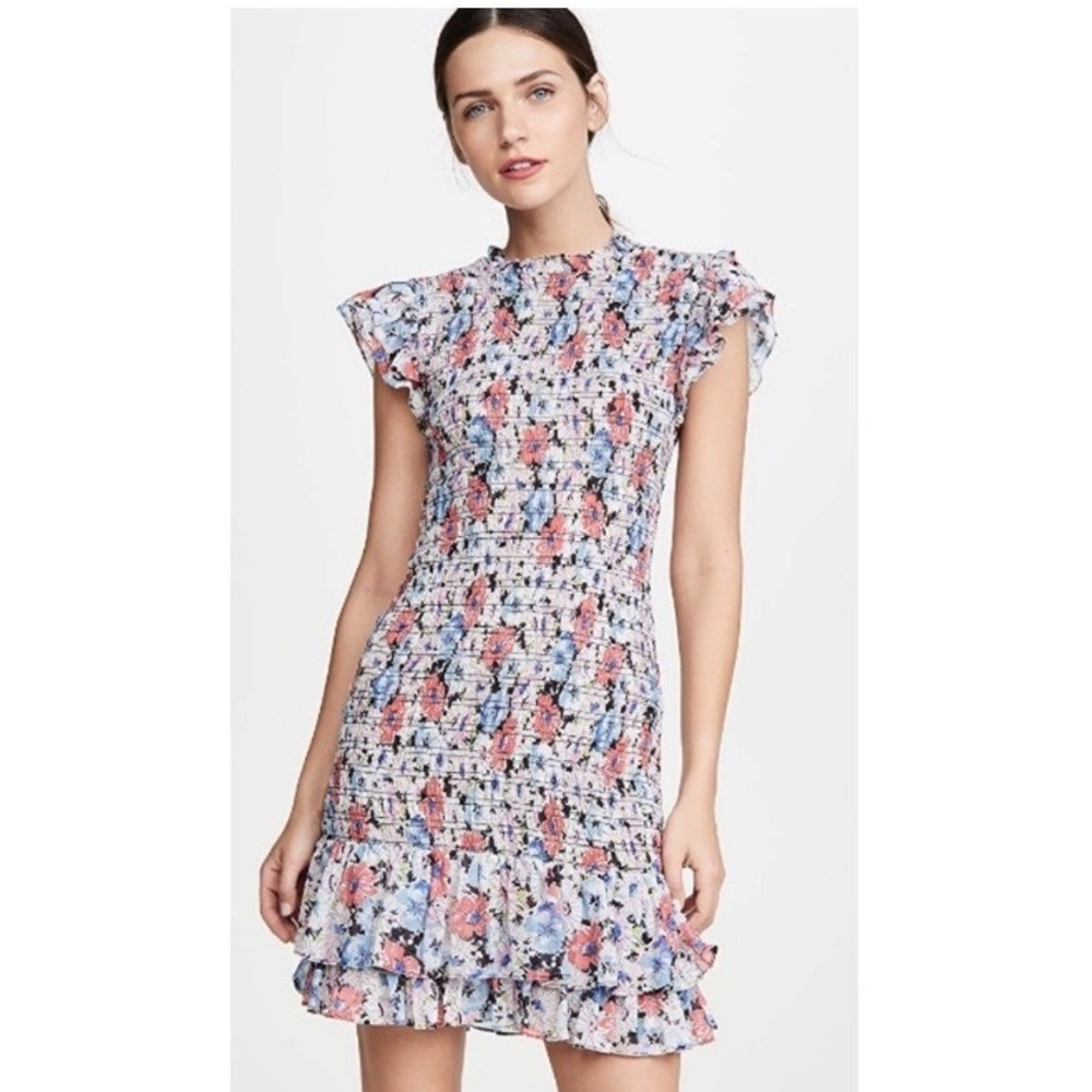 VERONICA BEARD Floral Smocked Ruffle Dress Size 0